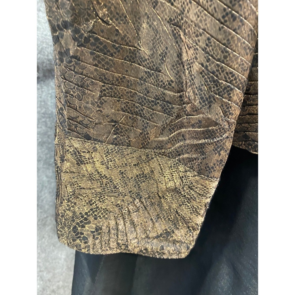 Chico's Metallic Bronze Snake Leaf Print Button Jacket Top Size 3 (L/XL) - Picture 13 of 16